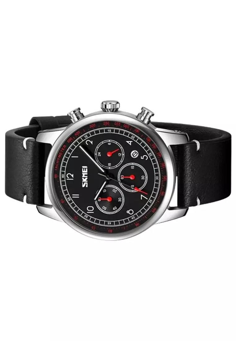 Jam Tangan Analog Pria Sporty Watch Stopwatch Material Leather Waterproof ORIGINAL