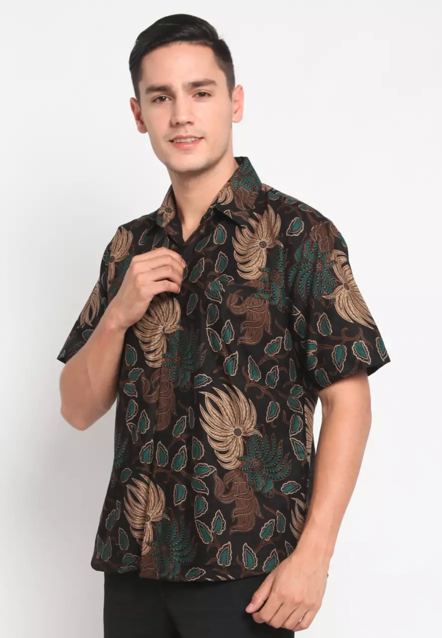 Kemeja Batik Pria Premium Slimfit Elegant Modern Lengan Pendek Candra Ijo