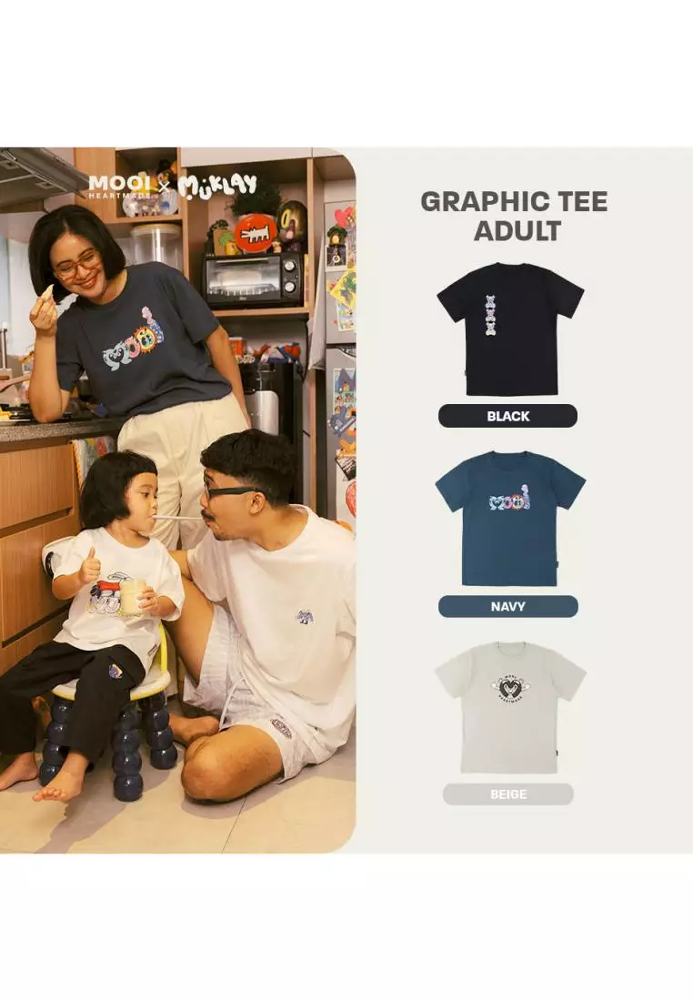 Mooi X Muklay Kaos Dewasa Unisex Graphic Tee Adult - Black