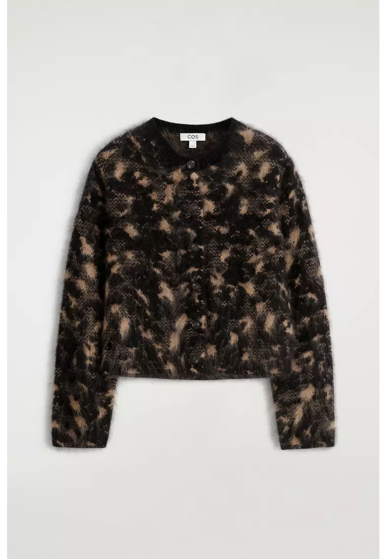 ANIMAL-JACQUARD MERINO WOOL CARDIGAN