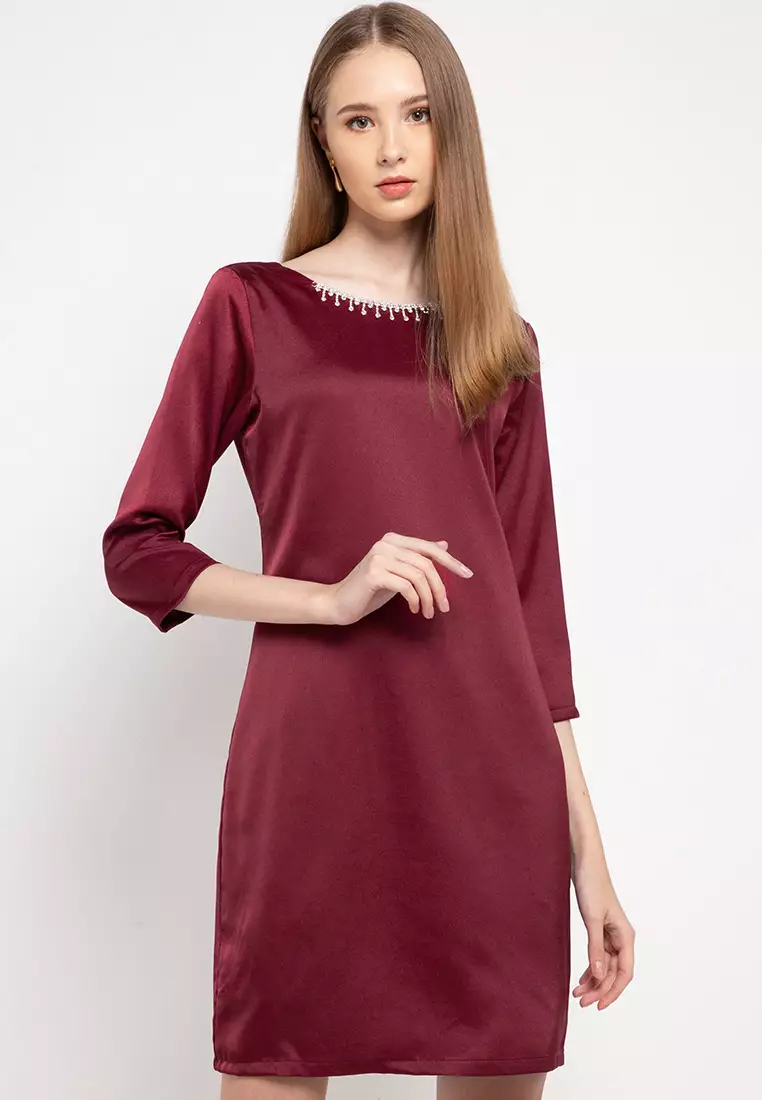 Della Dress In Maroon