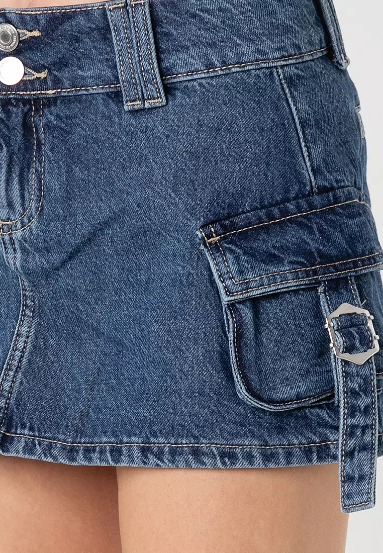 Cargo Denim Mini Skirt