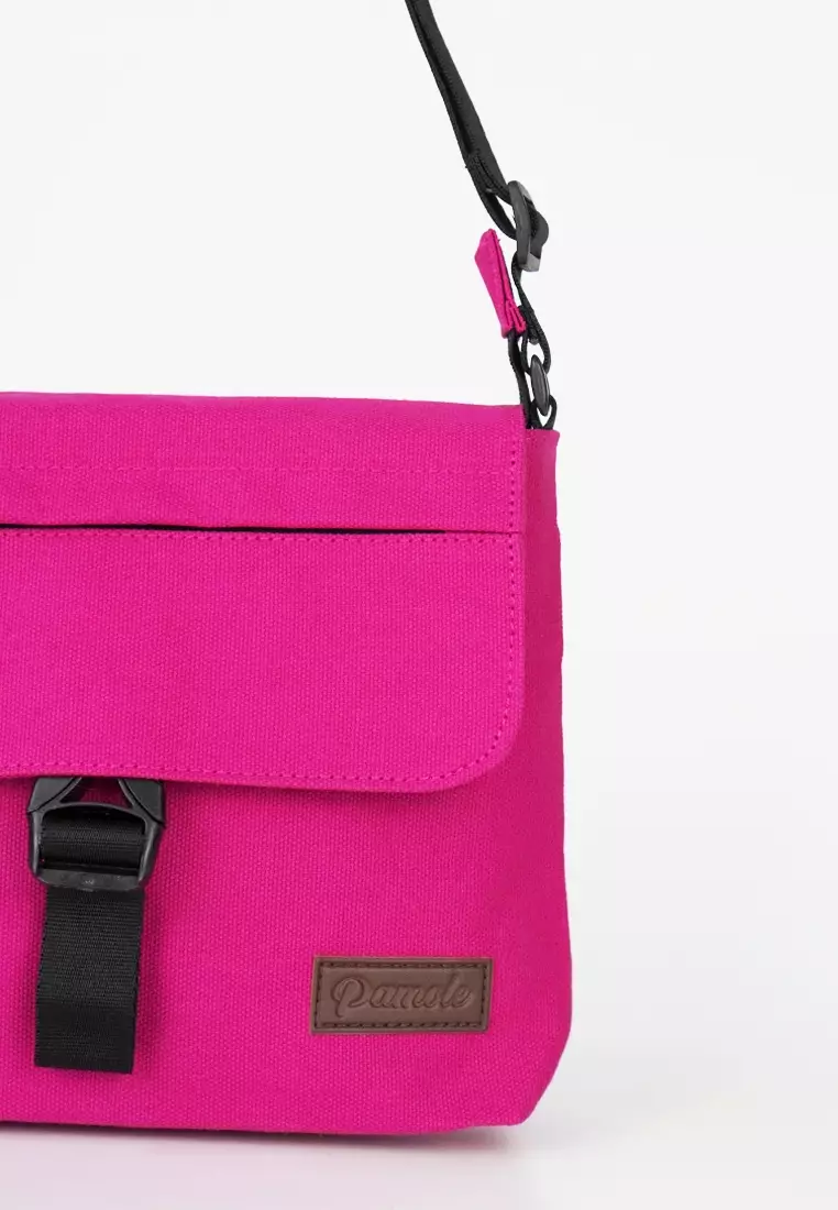Pamole Minica Series Tas Selempang Wanita Sling Bag Bahan Kanvas Warna Pink