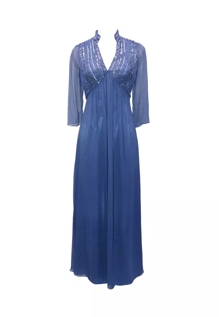 sachin and babi light blue dress Celebrity Inspired Sexy Red Chiffon Evening Dress Prom Gown