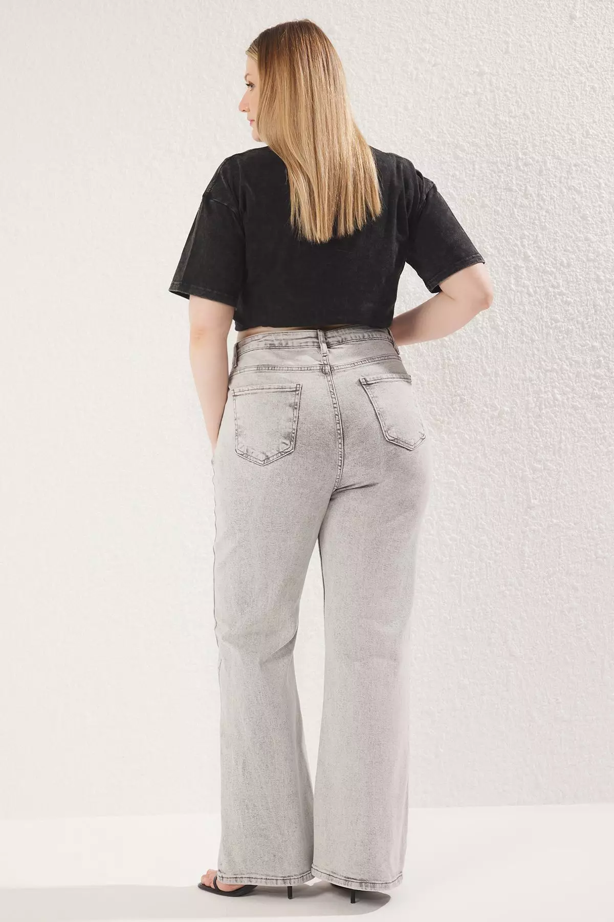 High Waist Comfort Stitch Detail Spanish Leg Flare Fit Jeans