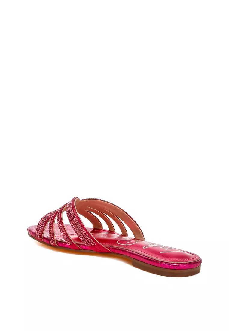 Fuchsia Rhinestone Cut Out Flats