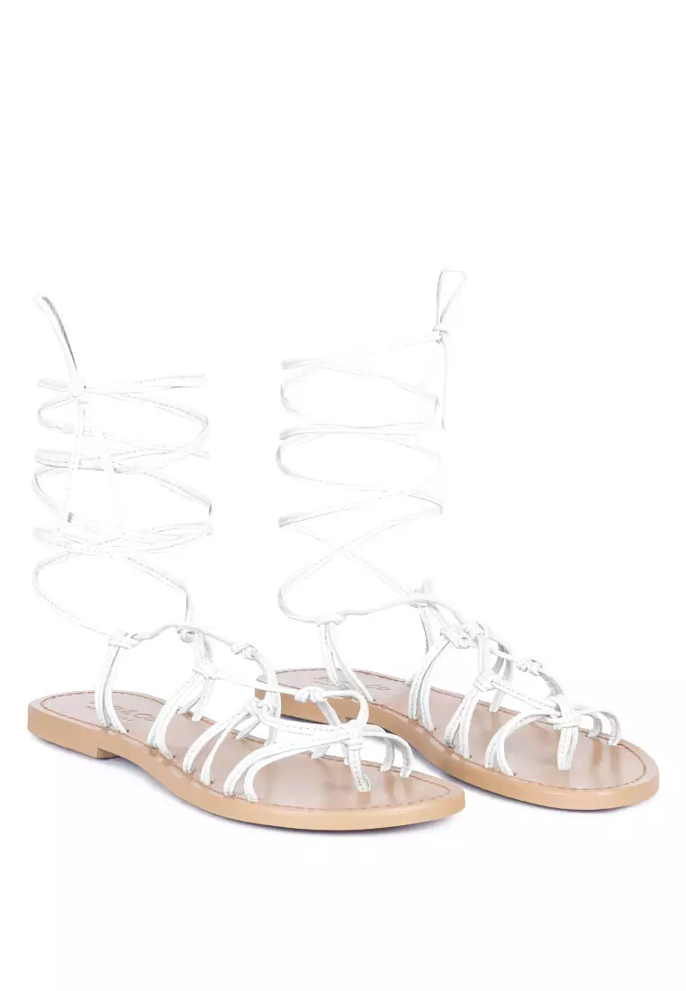 White tie up new arrivals flats