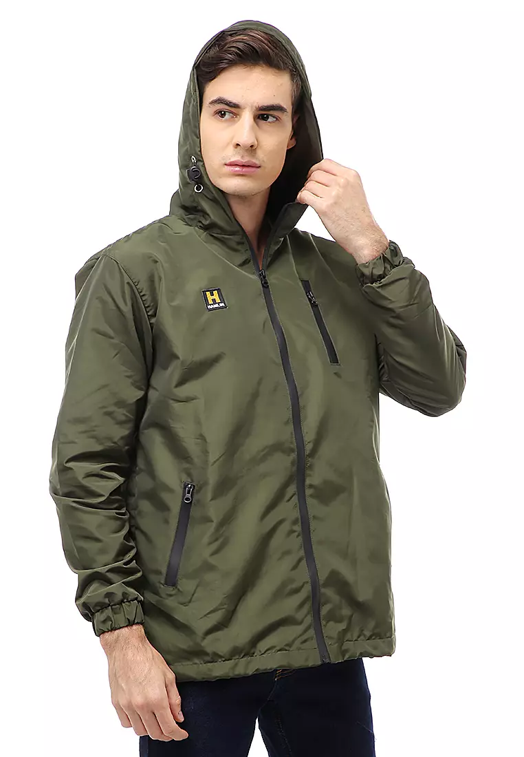 Clover Outerwear Jacket Hoodie Pria Waterproof Anti Air Material Taslan ORIGINAL - Army
