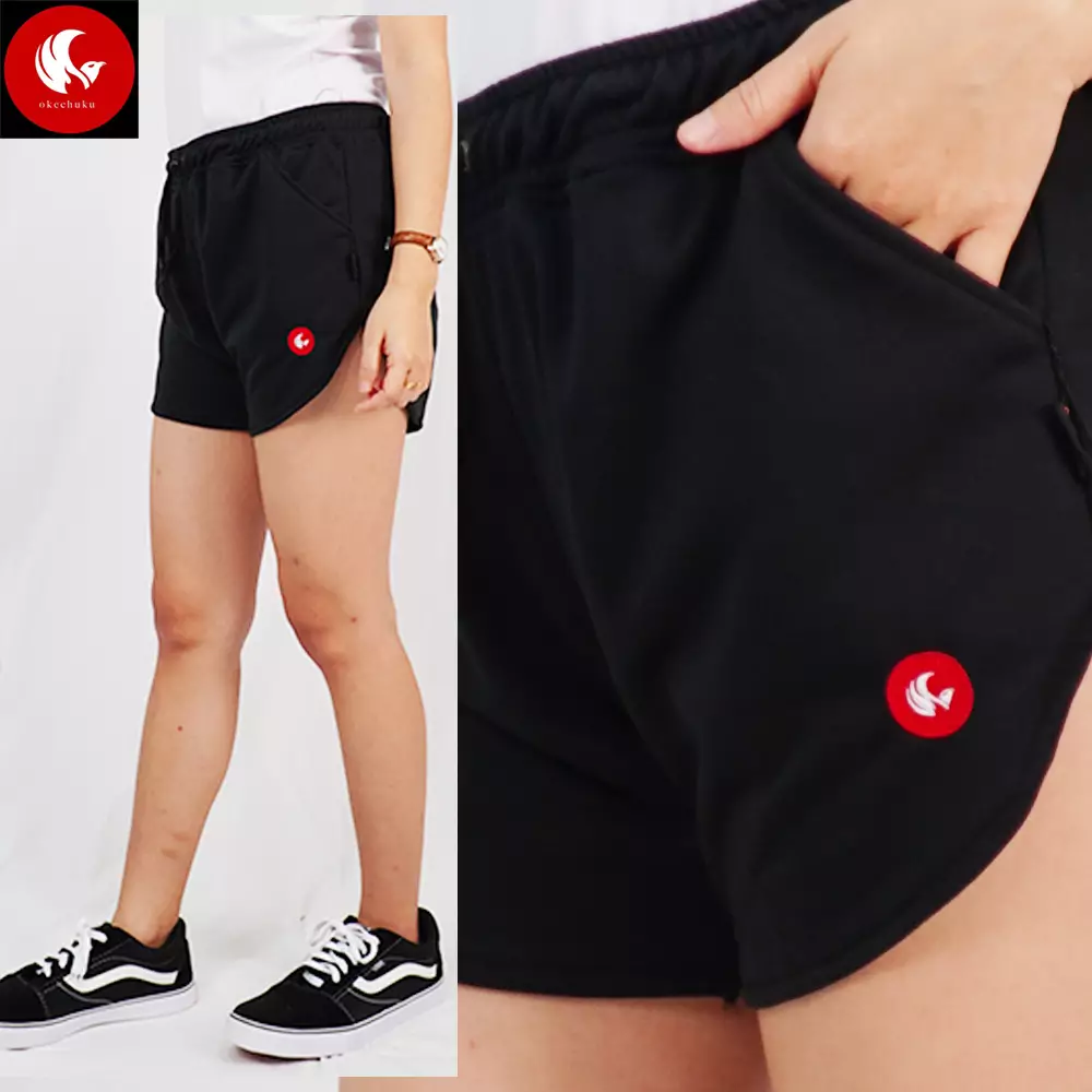 OKECHUKU Mini Celana Pendek Wanita Celana Olahraga Short Pants Wanita - HITAM