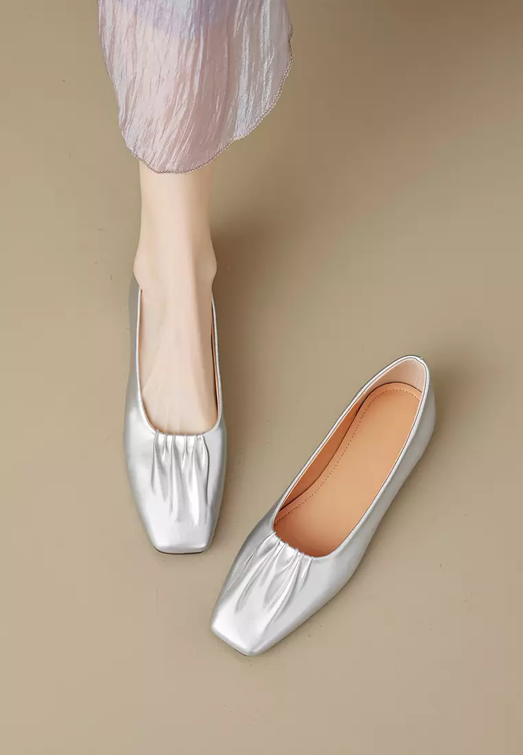 Square Toe Microfiber Leather Flat Shoes WW888-1