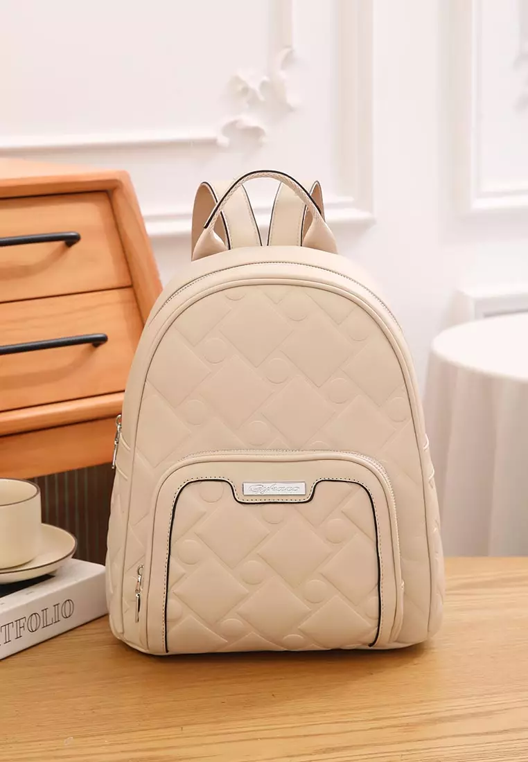 GYKACO JIYOL Beige - Tas Ransel Wanita - Fashion Backpack (IMPORT)
