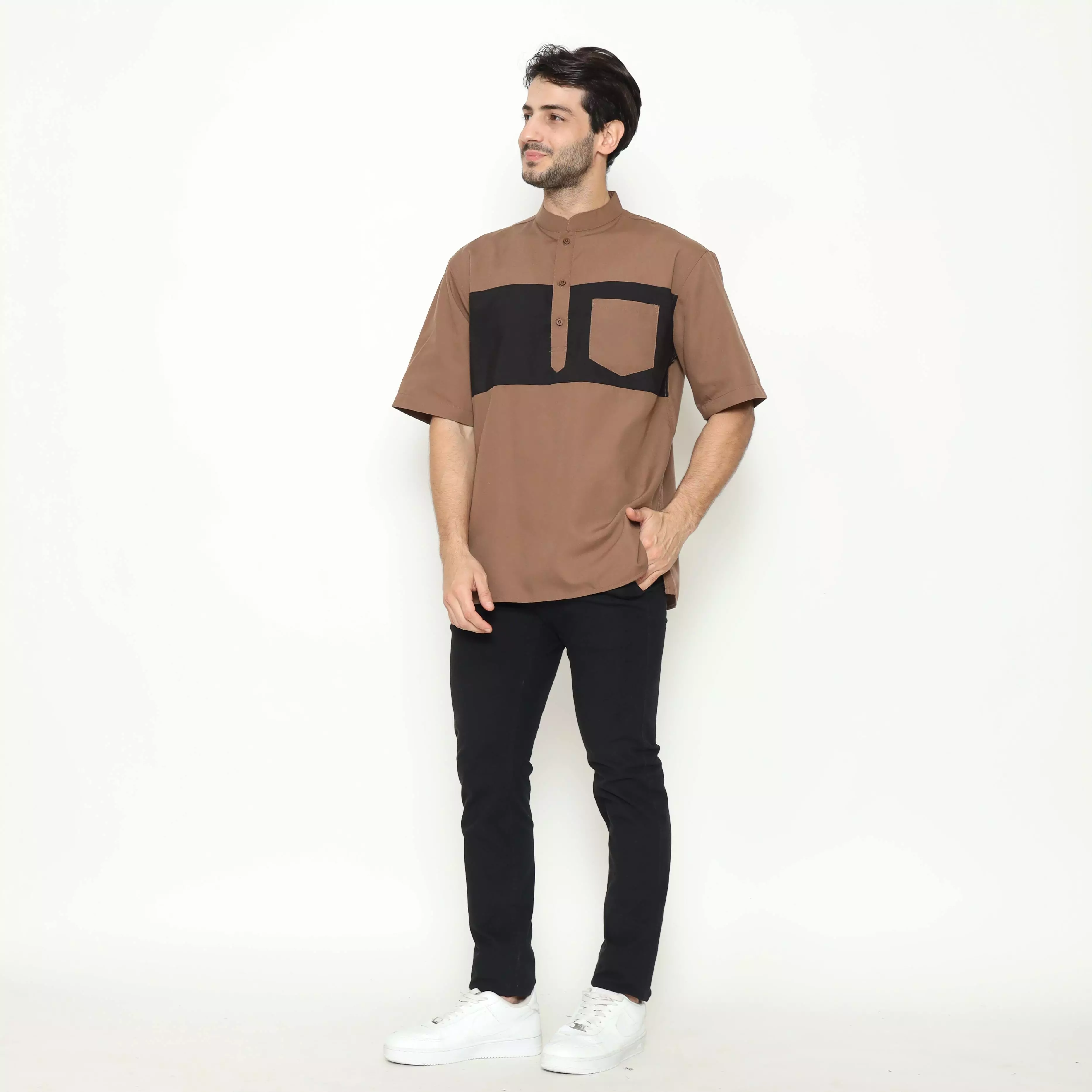 AMK Kemeja Koko Pria Lengan Pendek KK BB 010 S/s Cap 6 Brown