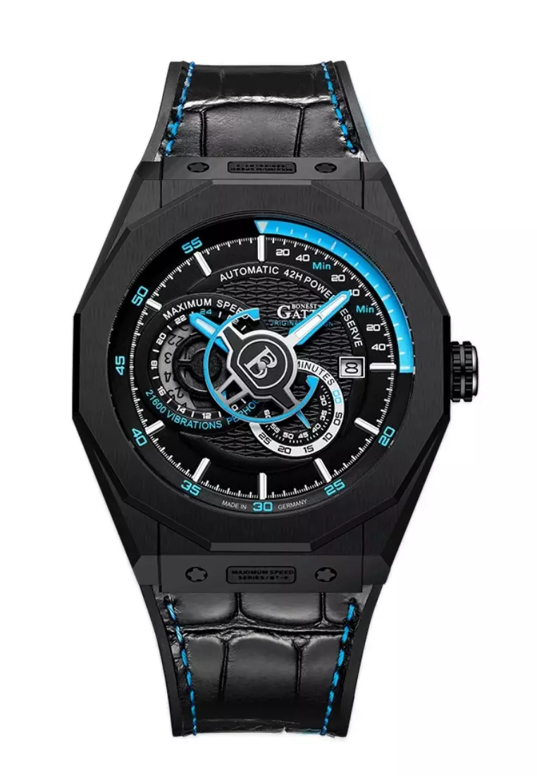 Automatic Unisex Stainless Steel Watch, Leather Strap