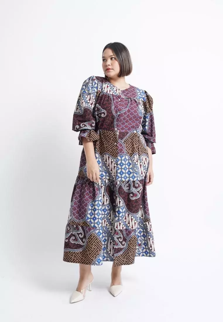 plus size ayunda batik dress purple