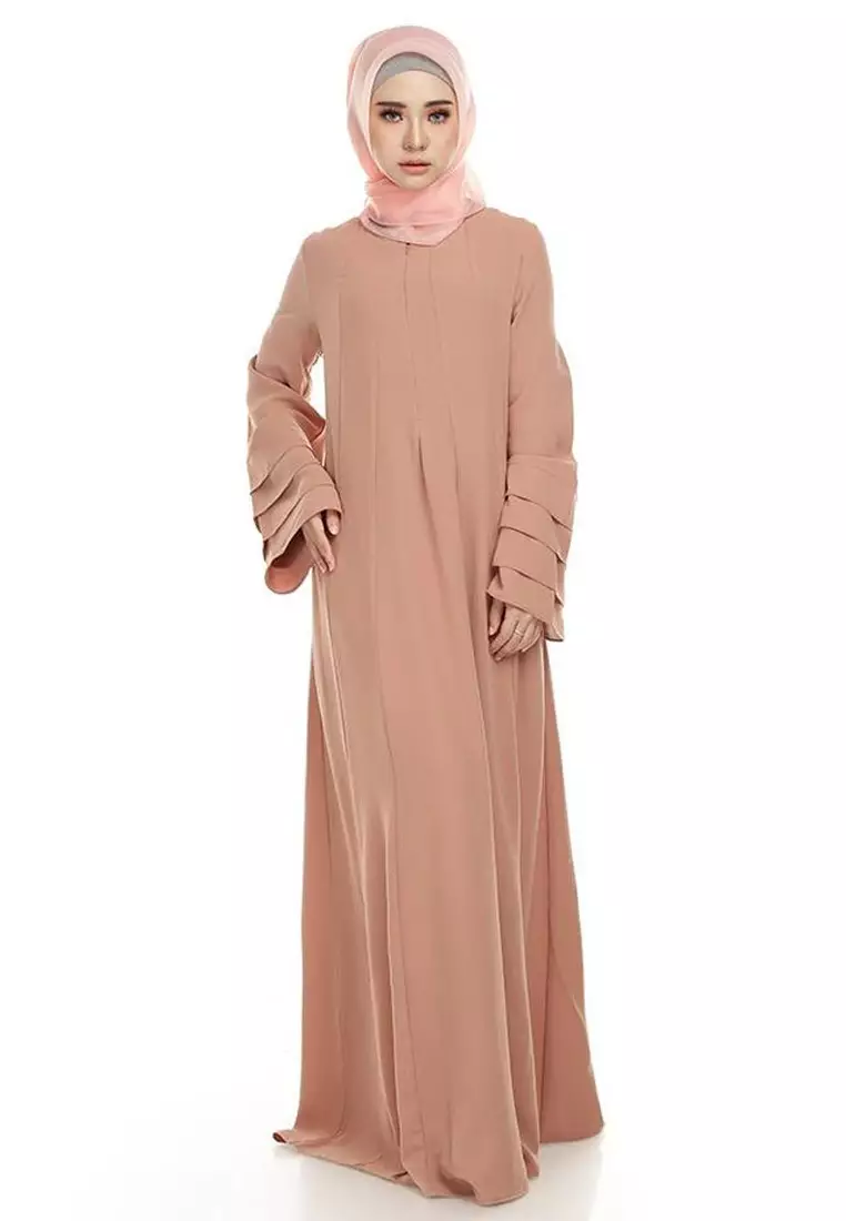 Laura Abaya Modern Layer Sleeves Loose Style in Taupe Brown