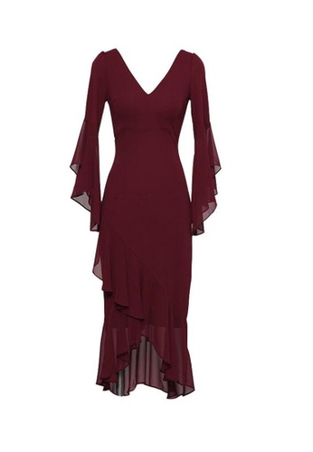 Buy Crystal Korea Fashion Autumn New Ol Sexy V Neck Chiffon Dress Online Zalora Malaysia