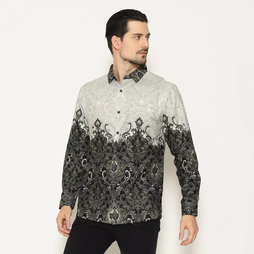 AMK Kemeja Batik Pria Lengan Panjang SHB Aru L/S Grey