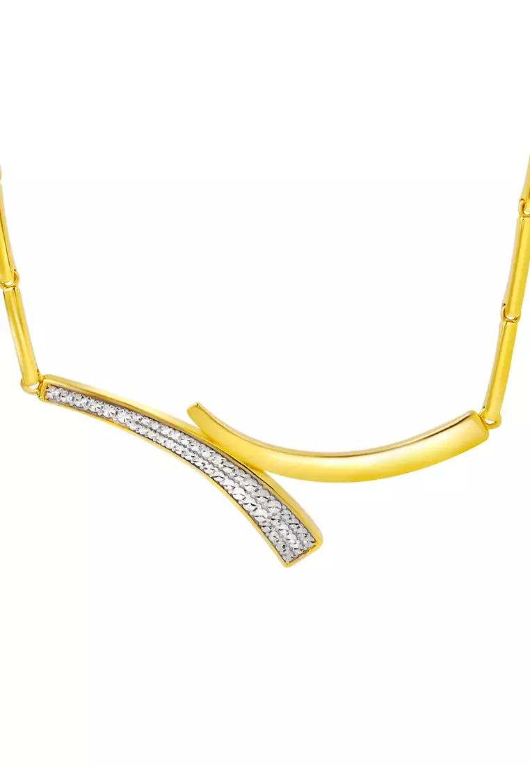 TOMEI Diamond Cut Collection Curved Line Necklace, Yellow Gold 916
