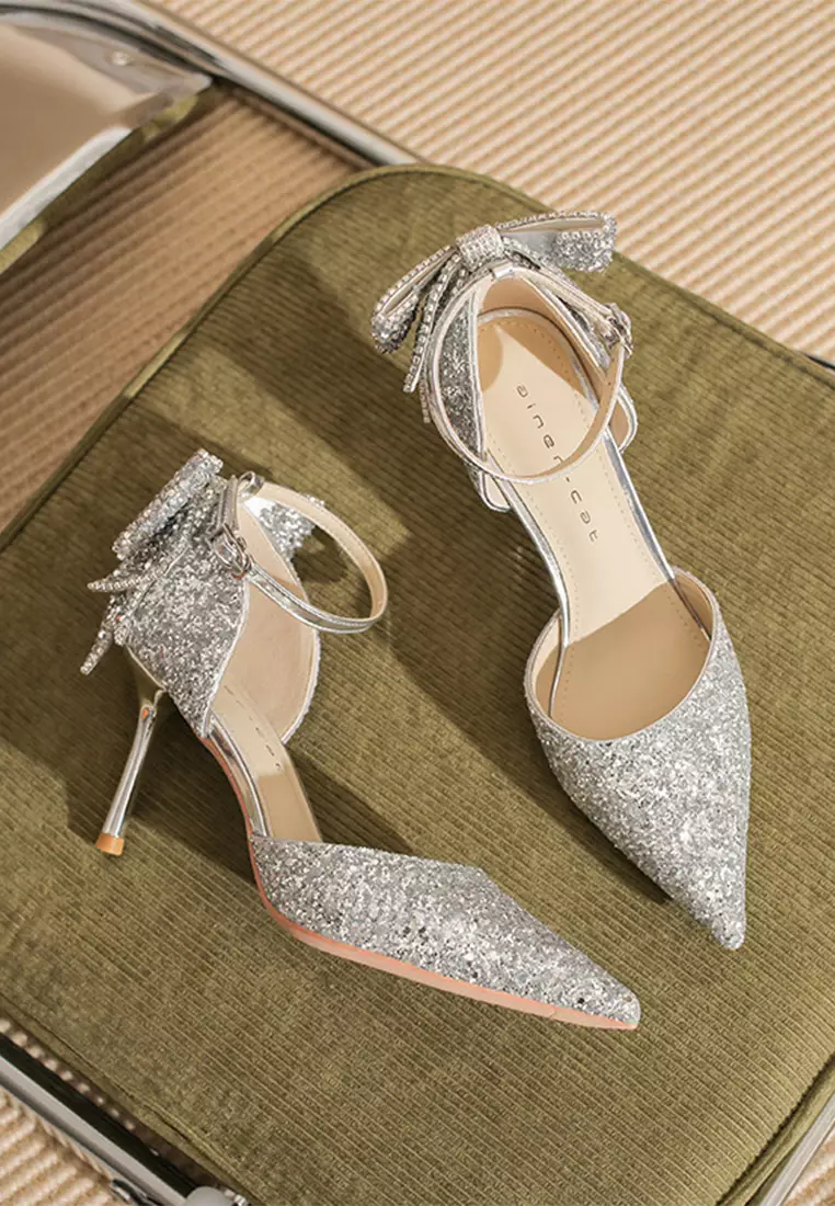 6CM Rhinestone Bow High Heels IF82326-1