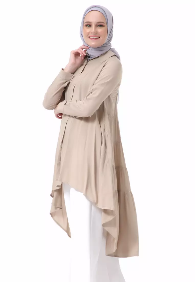 Adilla Tunik Long Sleeve Polos Regular Fit High Premium Quality - Khaki