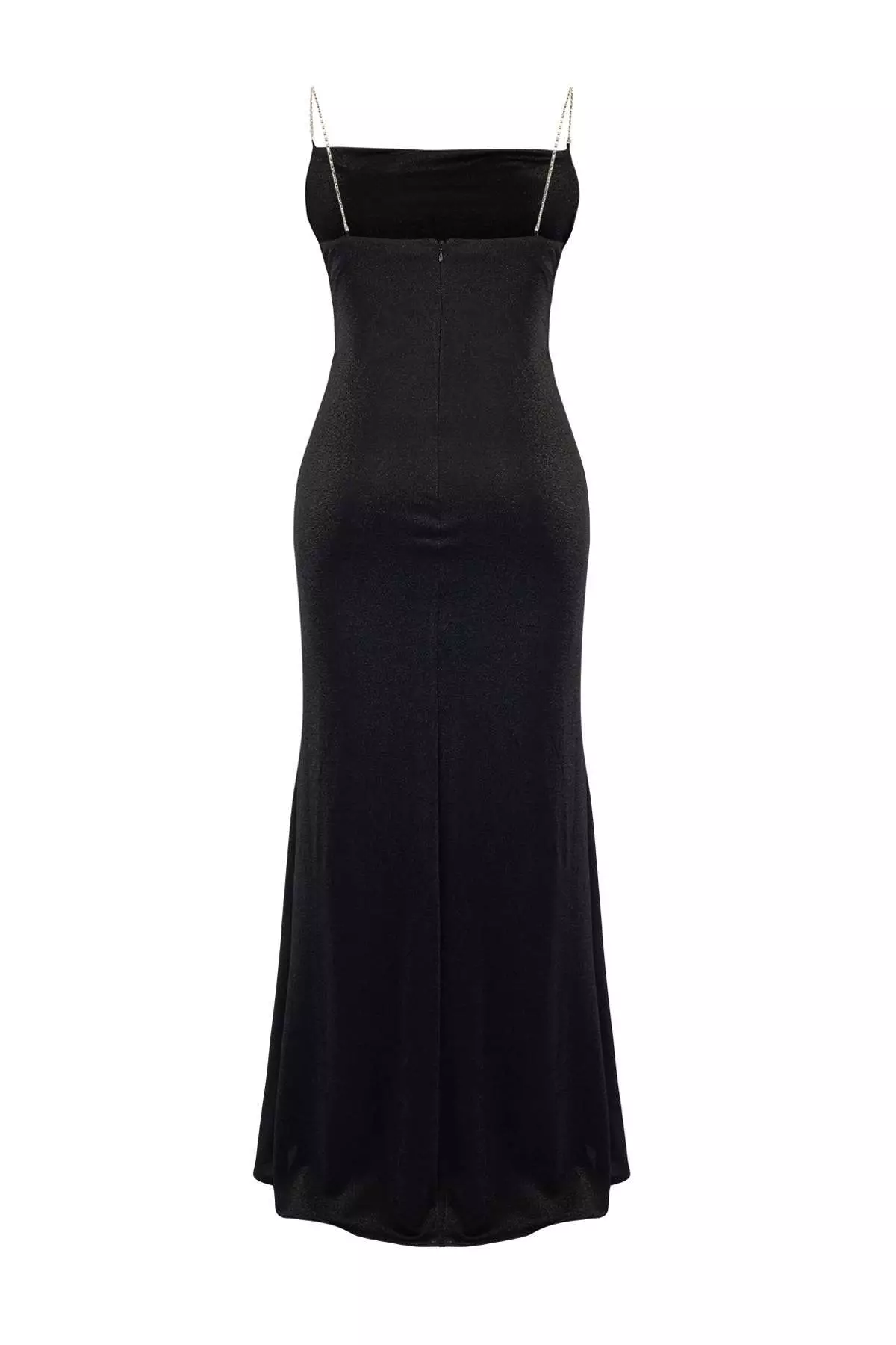 Black Lined Glitter Knitted Long Stylish Plus Size Evening Gown Night Graduation Dress Tbbss26Ah00155