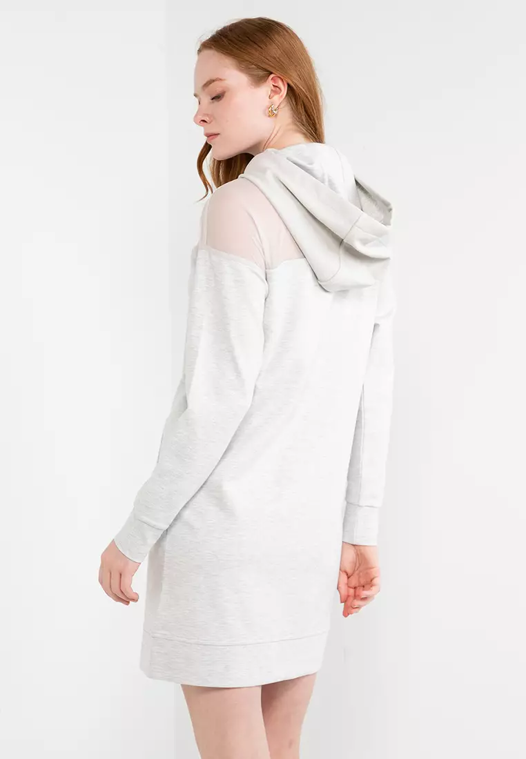 Buy ck Calvin Klein Soft Modal Ponte With Sheer Poly Hooded Dress