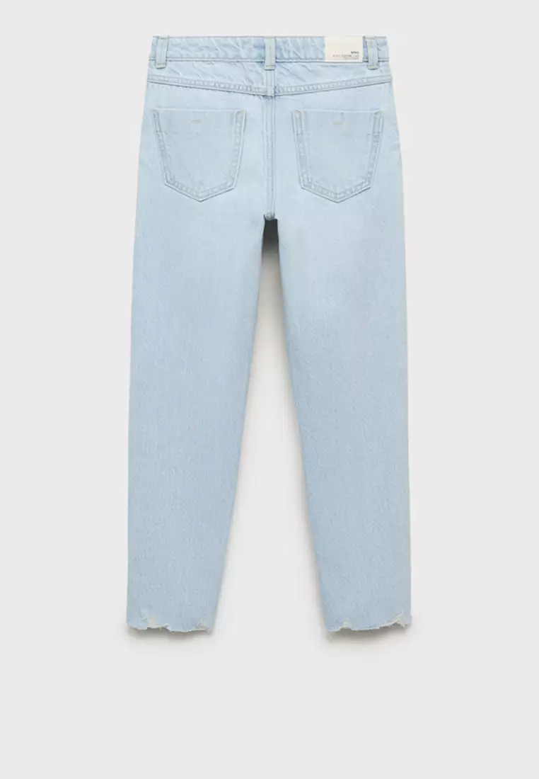 Mom Fit Decorative Rips Jeans