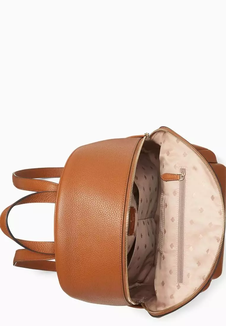 Kate Spade Leila Pebbled Leather Large Dome Backpack Warm Gingerbread