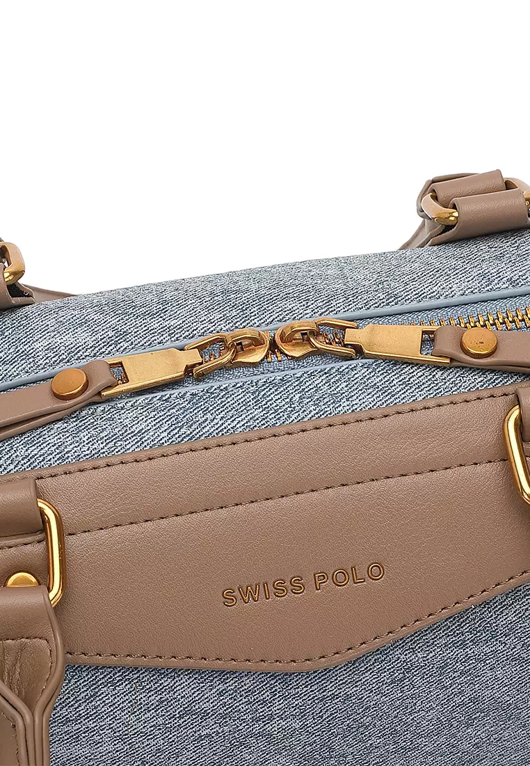 Women's Top Handle Bag / Sling Bag / Crossbody Bag / Shoulder Bag - Light Blue / Dark Khaki