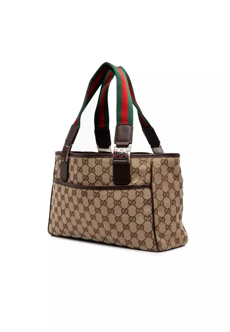 Pre-Loved Gucci Gg Canvas Web Horsebit Tote