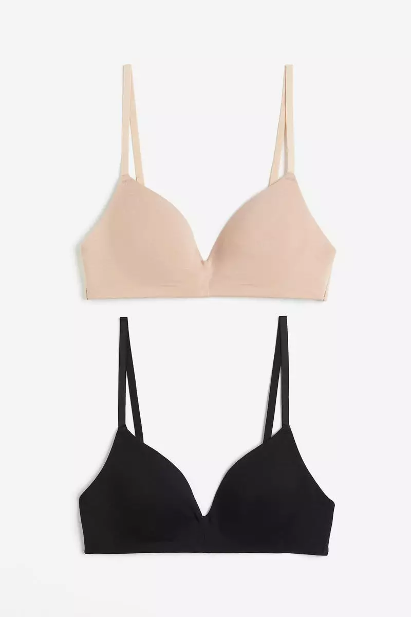 2-pack padded non-wired cotton bras