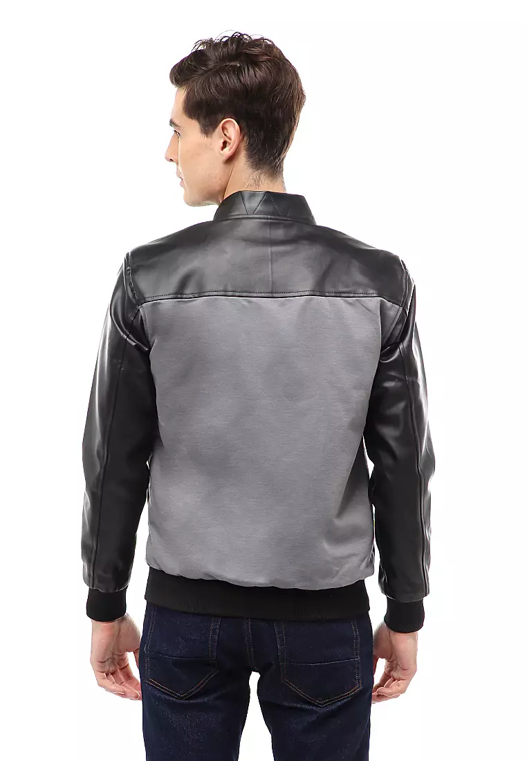 Halbert Outerwear Jaket Kulit Pria Elegant Material Leather ORIGINAL - Grey