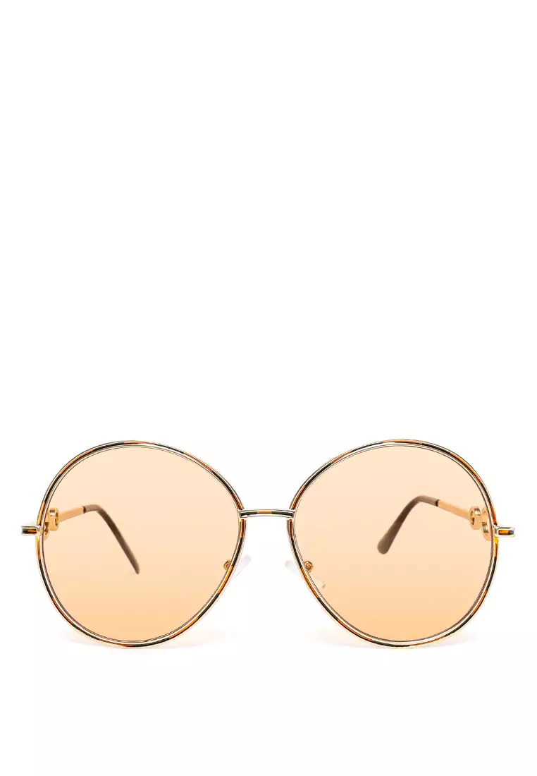 Gold Oversized Full Rim Oval Sunglasses