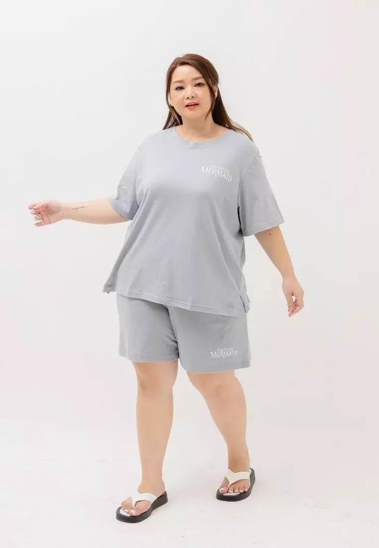 Plus Size Set Short Princess Series Neutral Grey