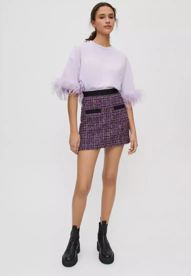 Contrasting Purple Tweed Skirt