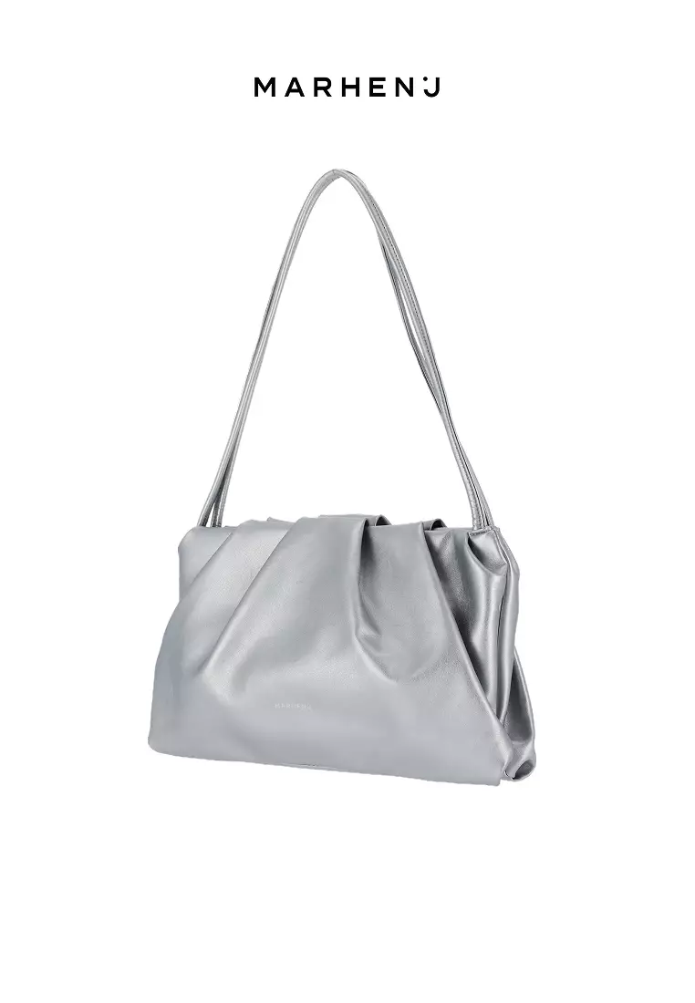 SABRINA Vegan Leather Shoulder Bag Silver