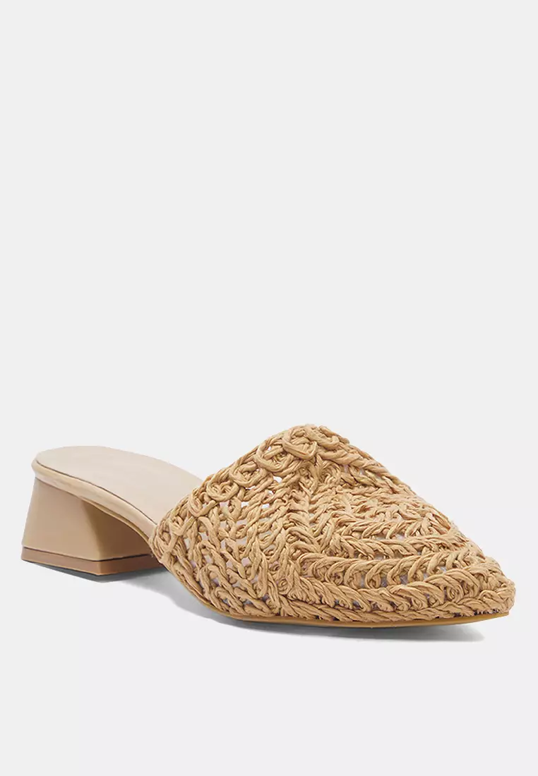 Knitted Block Heeled Slippers