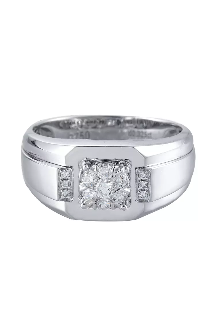 LITZ 18K 白金鑽石戒指 DR3633