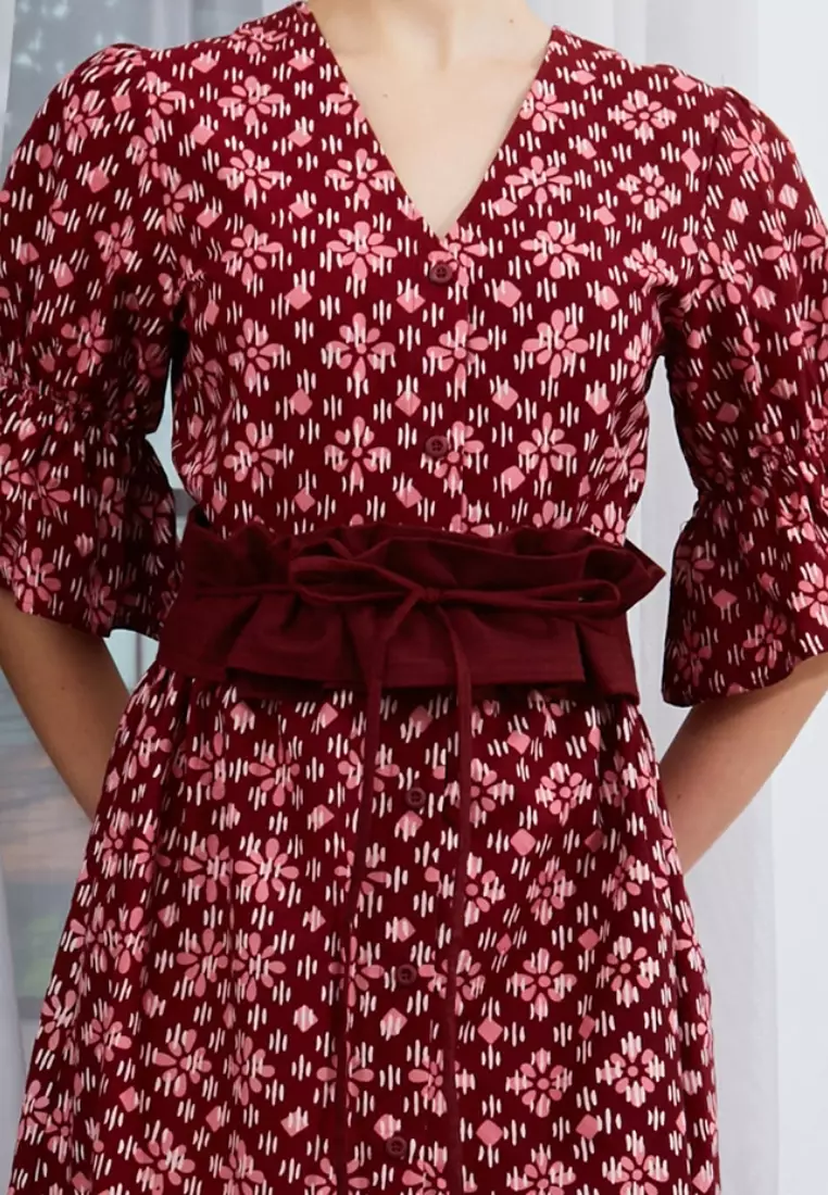 Nayara Dress Batik Nara Maroon