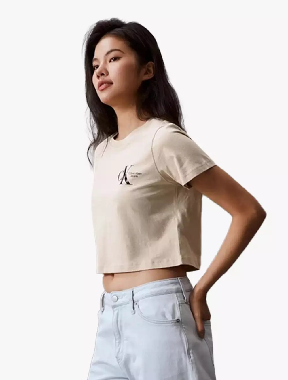 Klein Jeans Calvin Klein Crop T Shirt Slim Cropped Ribbed T-shirt