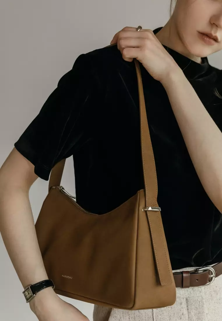 SOLENE Suede Shoulder Bag Brown