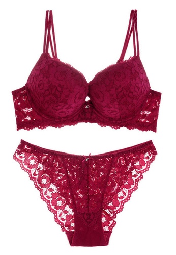 Sunnydaysweety red Lace Underwire Bra with Panty Set CA123114RD 3386CUSFF41214GS_1