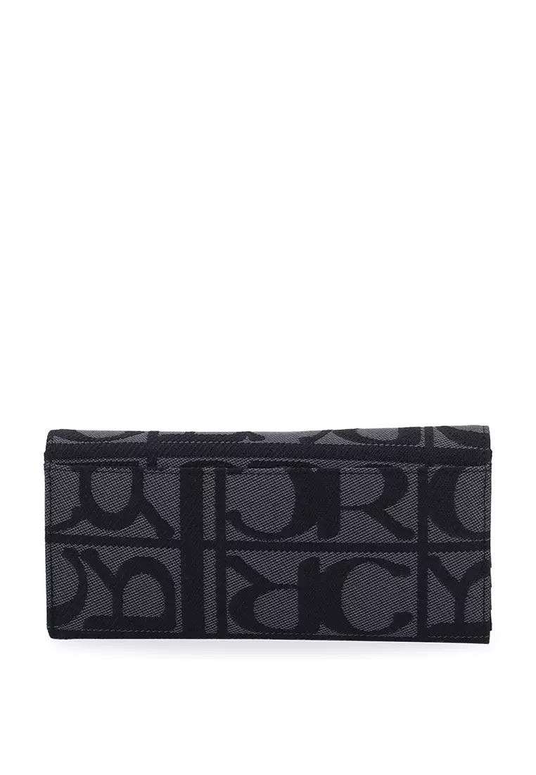 Carlo GEO Jacquard Tri-Fold Wallet - Black