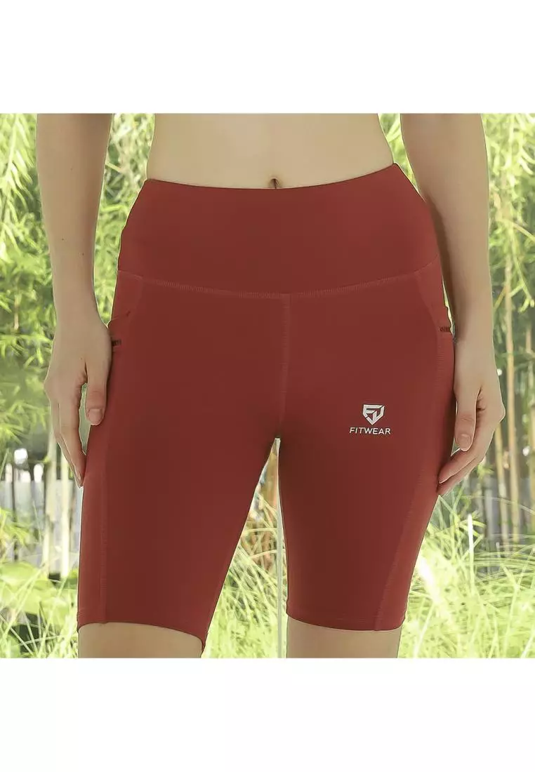 Fitwear - Legging / Celana Pendek Olahraga LESLEY POCKET - BRICK POCKET WEB