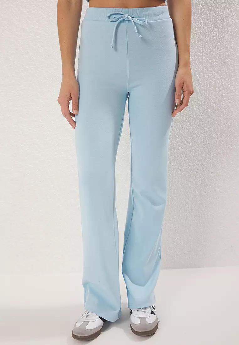 Light Blue Fitted/Fitted Stretch Knitted Bottom-Top Suit Twoss25Au00053