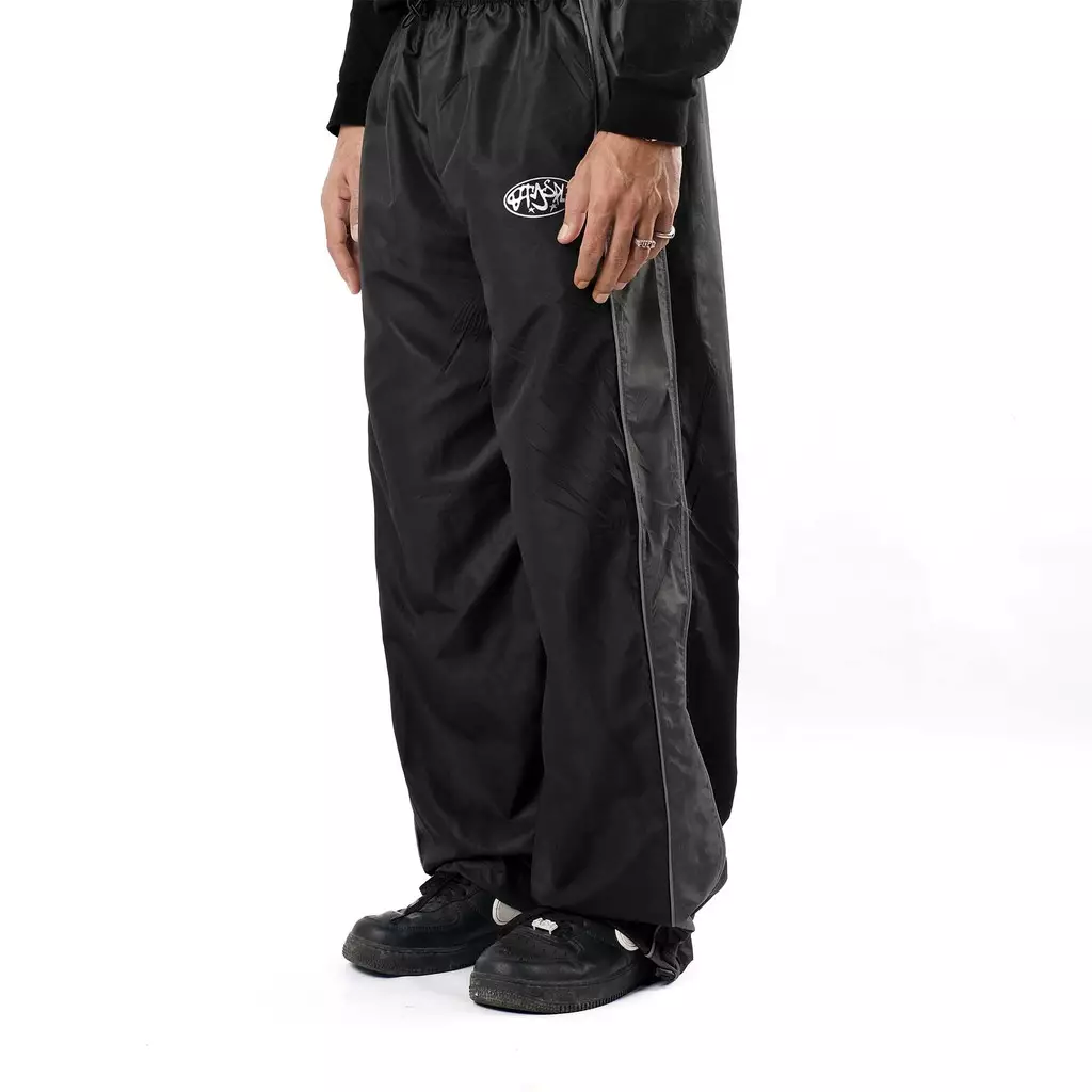 OOTDSUPPLY Trackpant Parachute Circle Black Grey l Celana Panjang Parasut | Longpants Sporty Unisex | TRP-CLN-BGRY
