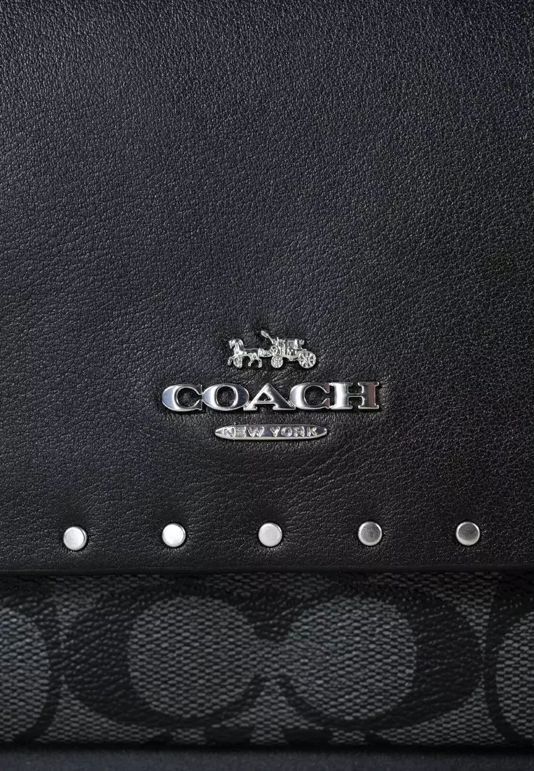 Klare Crossbody In Signature Canvas With Rivets Graphite Black