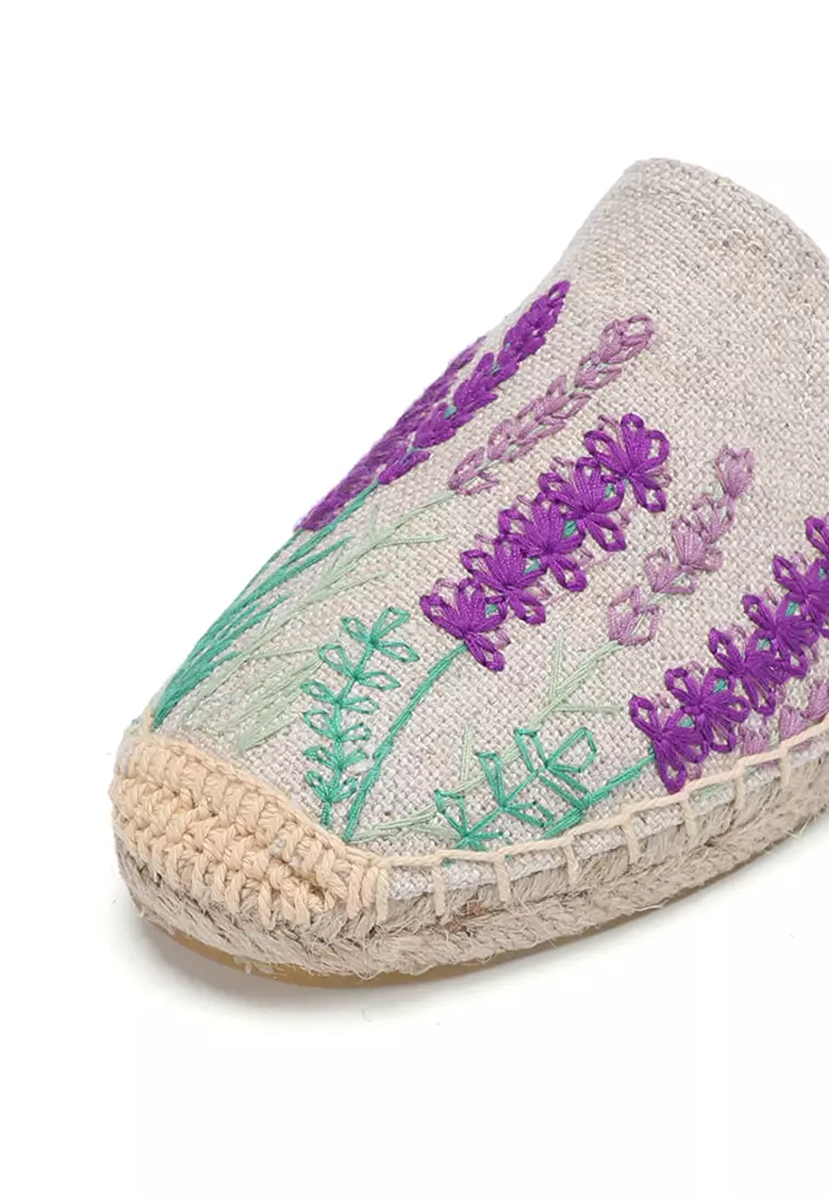 Embroidery Linen Mules HB3283093