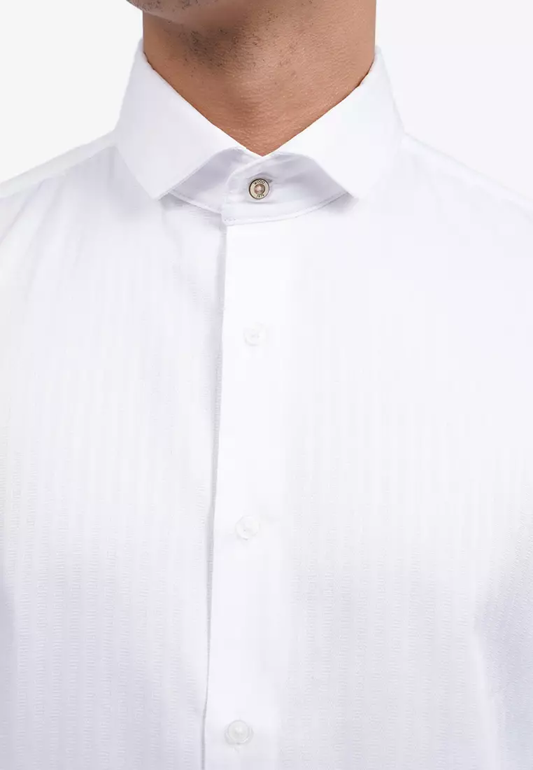 Textured Slim Fit Long Sleeve Shirt