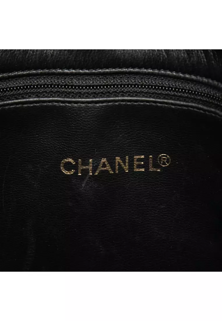 Pre-Loved Chanel Lambskin Cc Studded Logo Tote
